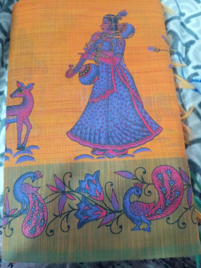 Linen Kalamkari Jalar Saree