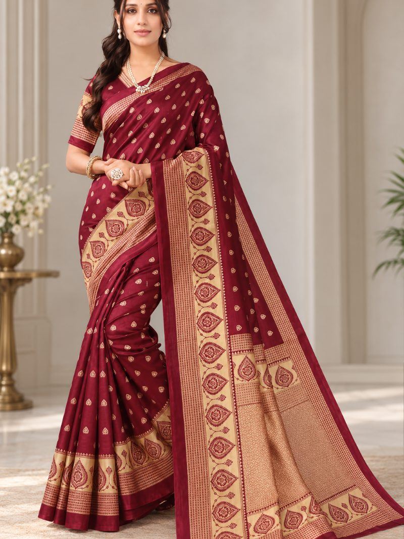 Rahini Silk Saree - Burgundy