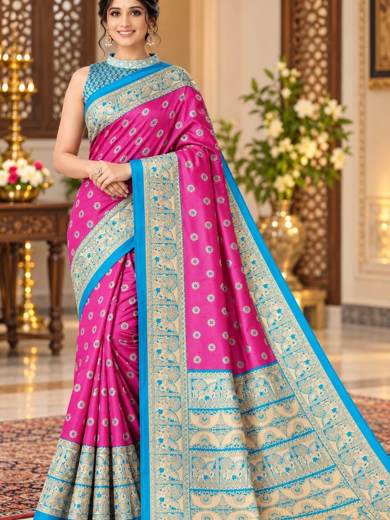 Rahini Silk Saree - Fuchsia