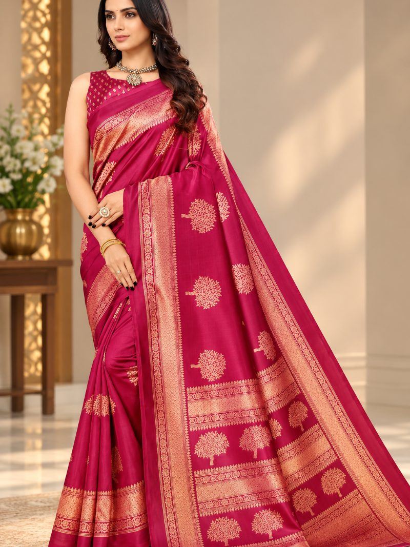 Rahini Silk Saree - Kumkum Red